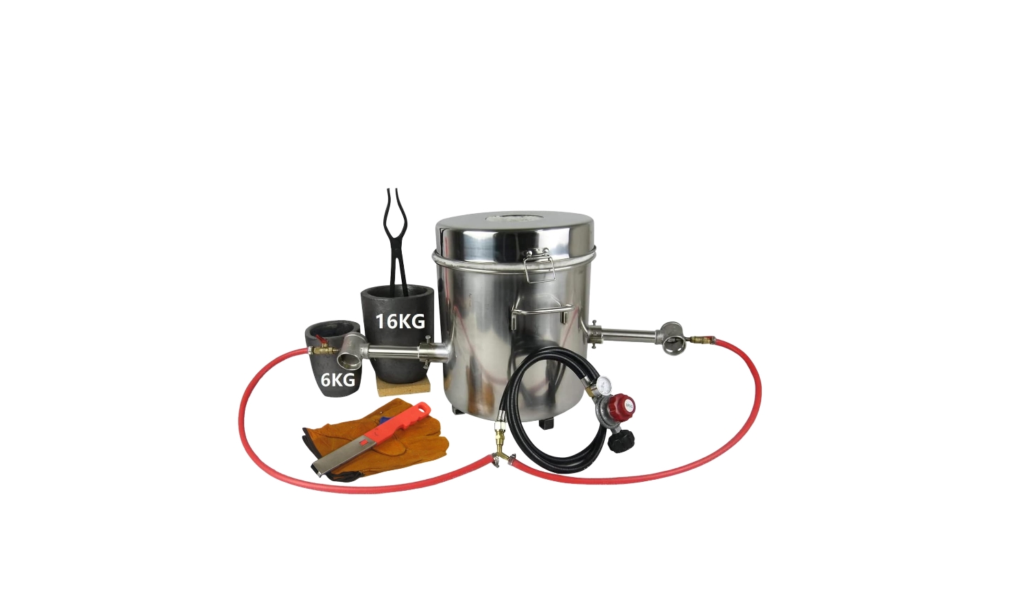 LSMIITTH 16 KG Gas Metal Melting Furnace Kit Foundry Copper Crucible Tongs Casting Tool