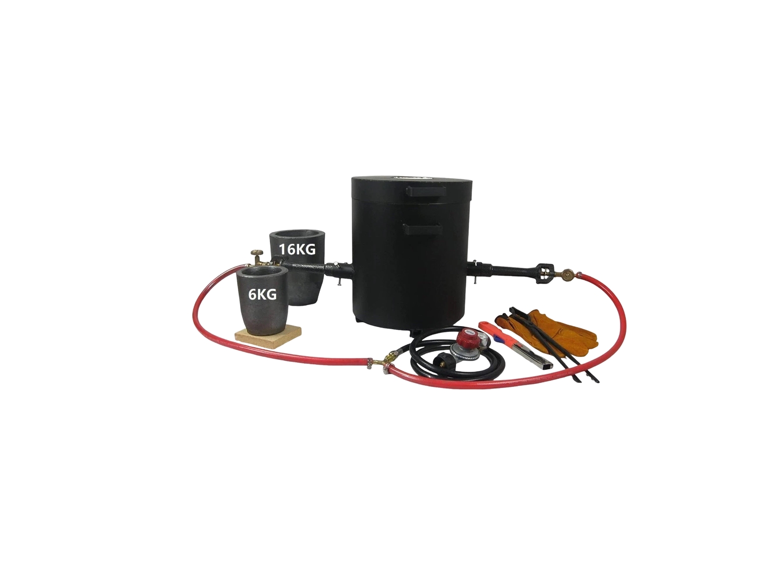 LSMIITTH 16 KG Gas Metal Melting Furnace Foundry Copper 2 Crucibles Tongs Casting Mold