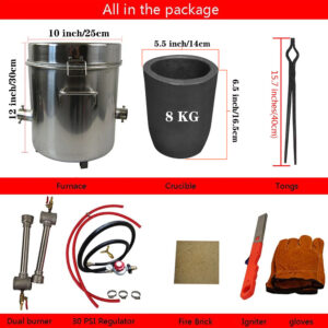 LSMIITTH 25kg Propane Metal Melting Furnace - Dual Burner With Tongs, Large Capacity