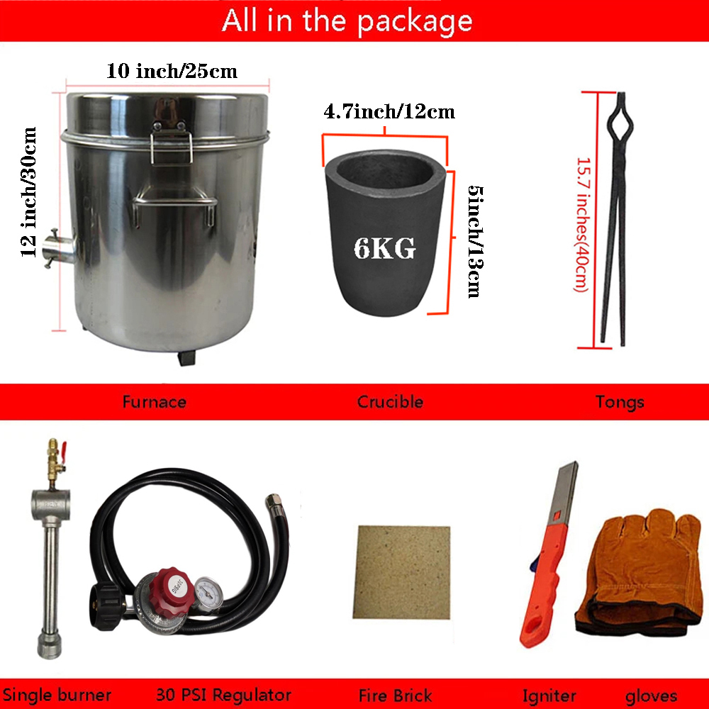 LSMIITTH 6 KG Gas Metal Melting Furnace Refine Propane Forge Casting Tool Gold foundry - Image 5