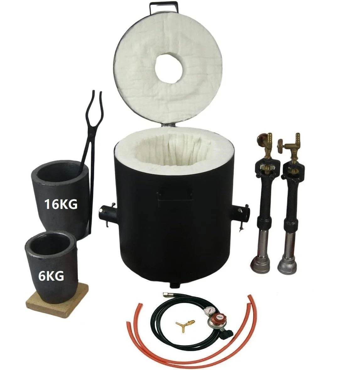 LSMIITTH 16 KG Gas Metal Melting Furnace Foundry Copper 2 Crucibles Tongs Casting Mold - Image 3
