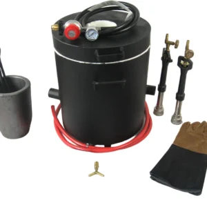 LSMIITTH 25KG(55LBs) Large Propane Smelting Furnace Kit with Crucible 25KG, Double Forge Burners and Dual Regulators, Foundry Casting Kiln Furnace for Melting Metal Recycle Gold Copper Aluminum